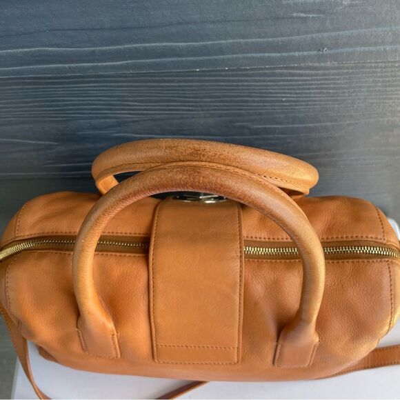 KATE SPADE Tan Leather Chrystie Street Leila Boston Turnlock Satchel Tote Knott - Picture 4 of 10